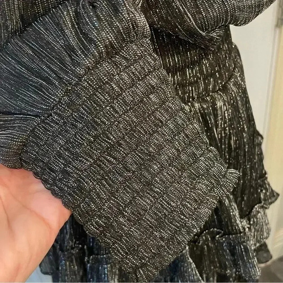 MISA Los Angeles NWT Metallic Black & Silver Smocked Mini Dress Womens Size XS - Picture 5 of 12